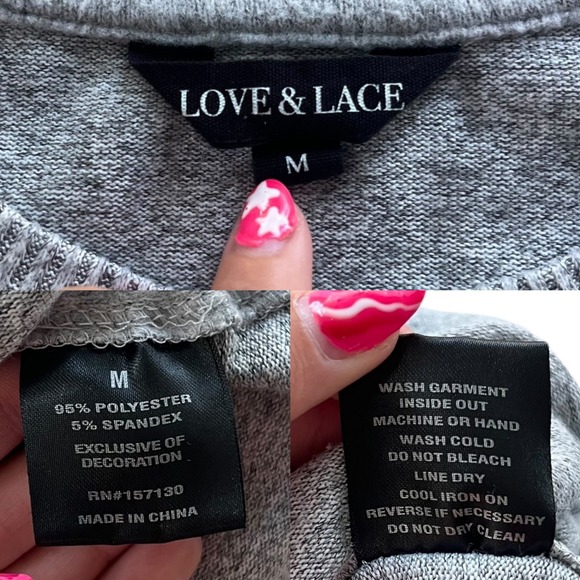 Love and Lace Gray Sweater with Fashion Graphic - Picture 4 of 16